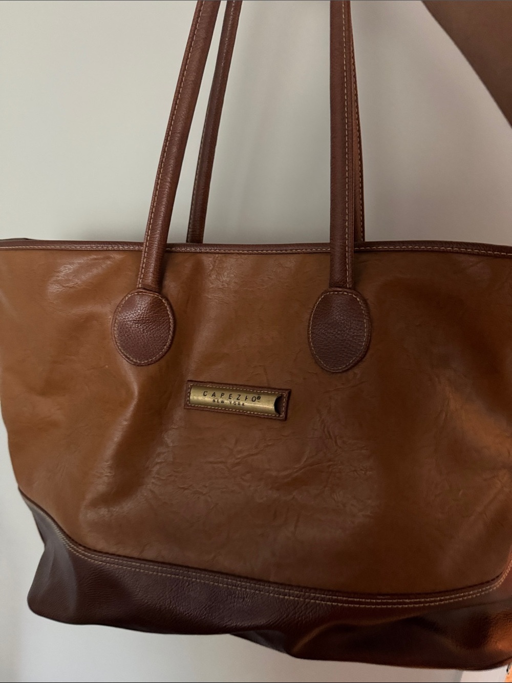Capezio Two-Tone Brown Leather Tote